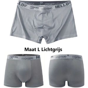 HELLO Elastische Heren Boxershort I Onderbroek Mannen I Heren Ondergoed I Ademend, Zacht & Comfortabel I Maat L I Licht Grijs