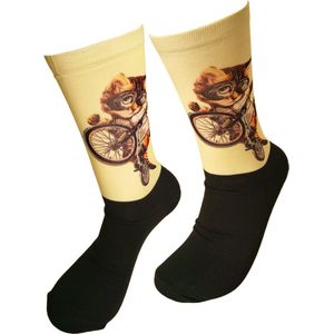 Verjaardags cadeau - Poes sokken - Kat Print sokken - vrolijke sokken - valentijn cadeau - aparte sokken - grappige sokken - leuke dames en heren sokken - moederdag - vaderdag - Socks waar je Happy van wordt - Maat 40-45