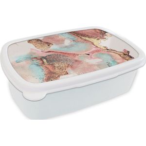 Broodtrommel Wit - Lunchbox - Brooddoos - Inkt - Pastel - Abstract - 18x12x6 cm - Volwassenen