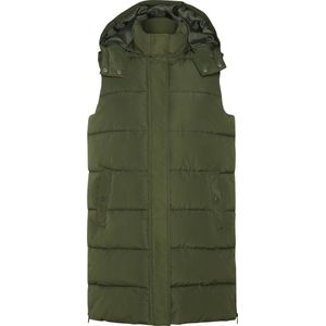 Leger groene lange dames bodywarmer met afneembare capuchon maat XXL, merk Roly