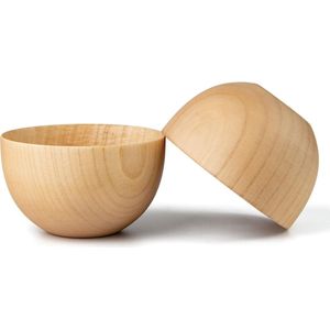 Handgemaakte houten granenkommen Set van 2 Zen-stijl Rijst Miso Soepkommen Kleine Slakom Fruitknoop 5"" Diameter x 3"" Hoge Decoratieve Kom