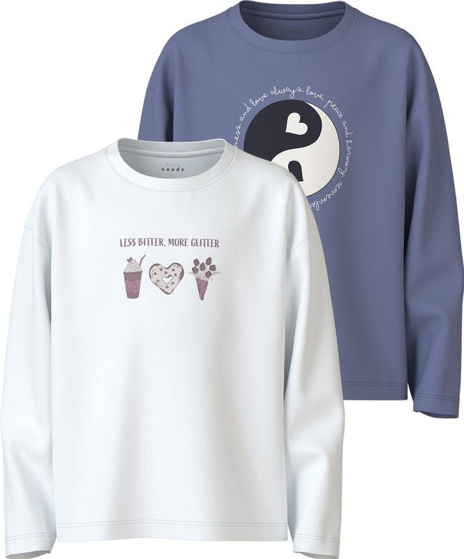 NAME IT - NKFVEEN 2P - Lange Mouwen Shirts - Meisjes - Relaxed Fit