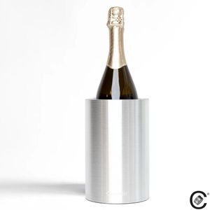 Buddy's Bar - Wijnkoeler/Champagnekoeler, hoogwaardige flesenkoeler van aluminium, binnen en buiten gematteerd met massieve knopgrepen van ABS, extra robuust met een inhoud van 5 liter
