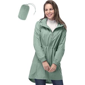Dunne waterdichte opvouwbare damesregenjas met capuchon - Lichte ademende lange windbreaker