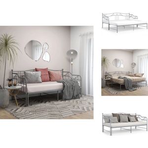 vidaXL Bedbankframe - Bedbankframes - Frame Met Slaapbank - Frames Met Slaapbanken - Slaapbankframe uittrekbaar metaal grijs 90x200 cm