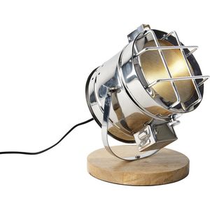 QAZQA shiny - Industriele Vloerlamp | Staande Lamp - 1 lichts - H 36 cm - Chroom - Industrieel - Woonkamer | Slaapkamer | Keuken