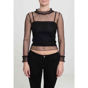 Urban Classics - Double Layer Mesh Longsleeve top - Mesh, doorschijnend - XL - Zwart