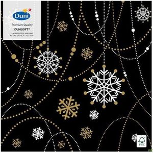 Servet 40x40cm Dunisoft Snowflake Necklace Black 6x60 stuks