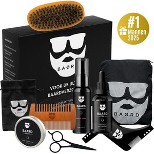 BAØRD Ultieme Baardverzorging Set Incl Baardolie – Baardkam - Baardborstel – Baardbalsem – Baardshampoo – Baardschort – Styler - Baardset Sinterklaas – Baardgroei - Baard - Cadeau Voor Man – Beard Kit - Vader Verjaardag - Giftset Mannen Origineel