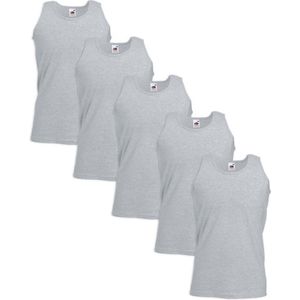 5 Fruit of the Loom Value Weight Tanktop katoen grijs XXL