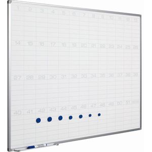 Whiteboard PRO - Geëmailleerd staal - Weekplanner - Maandplanner - Jaarplanner - Magnetisch - Wit - 60x90cm