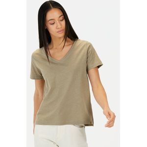 camel active - T-shirt - Groen - V-hals - Puur Katoen