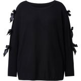 MIAMODA - Dames - Trui comfortabele pasvorm lange mouw met lint - Zwart - Maat 42+