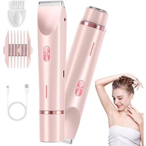 2 in 1 Electric Women's Razor, Women's Bikini Trimmer, Waterproof Wet and Dry Use, Electric Trimmer, Double Head Body Shaver for Armpit, Leg, Arm