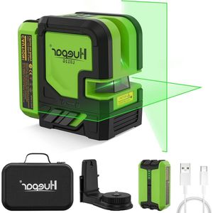 Zelfnivellerende groene kruislijnlaser - 180 ° horizontale en 120 ° verticale laserlijnen - voor buiten - Li-ion 5200 mAh.