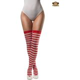 Partyxclusive Kousen Dames voor bij Carnavalskleding Dames Carnaval Accessoires Verkleedkleren Volwassenen - Rood/Wit - One-size