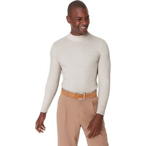 Trendyol Claretrode Heren Getailleerde, Slim Fit, Geribbelde Trui Met Halve Col Tmnaw21Kz0568