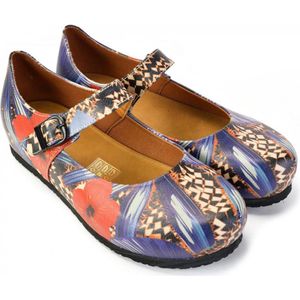 GOBY Clogs met Bloemen & Patroon – Handgemaakt – Hoge Kwaliteit – Meisjesprint – Maat 38