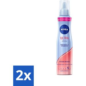NIVEA - Stylingschuim - Ultra Sterk - Betrouwbaar Volume - 48 Uur Flexibele Fixatie - 150 ml - Voordeelverpakking - 2 stuks