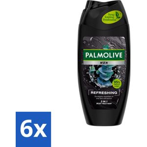 6 x Palmolive Men 3-in-1 Body Face Hair Refreshing Etherische Eucalyptusolie Zeezoutextract 250 ml - Douchegel - Mannen - Verfrissend - Verzorgend - Eucalyptus
