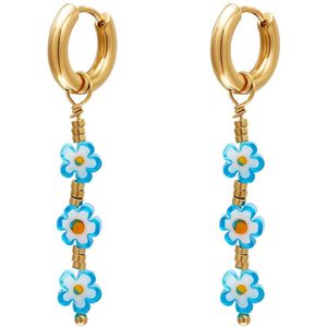 Blue daisy earrings - #summergirls collection - Yehwang - Oorbellen - 4,70 x 1,40 cm - Goud
