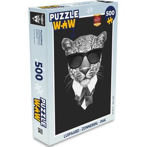 Puzzel Luipaard - Zonnebril - Pak - Legpuzzel - Puzzel 500 stukjes