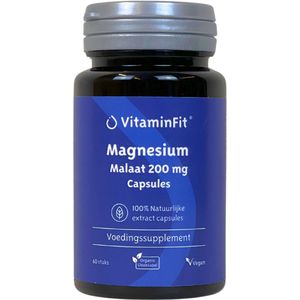VitaminFit Magnesium Malaat 200 mg - 100% Natuurlijk & Plantaardig - 60 Capsules - Malaat vorm