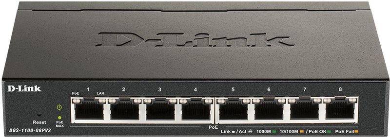D-Link DGS-1100-08PV2 netwerk-switch Managed L2/L3 Gigabit Ethernet (10/100/1000) Power over Ethernet (PoE) Zwart