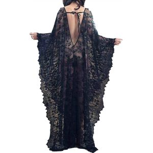 Dames Kanten Bloemenjurk - Boho Kaftan voor Strand - 1 stuk - Wit