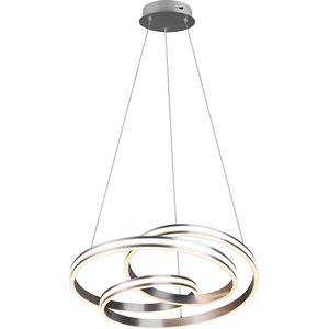 LED Hanglamp - Torna Yarino - 60W - Aanpasbare Kleur - Dimbaar - Rond - Mat Nikkel - Aluminium