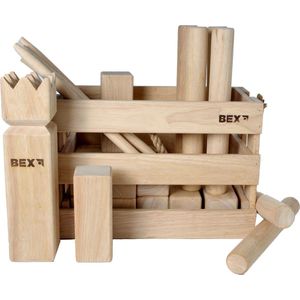 Bex sport Kubb Viking Original -blanco koning Rubberhout in houten kist