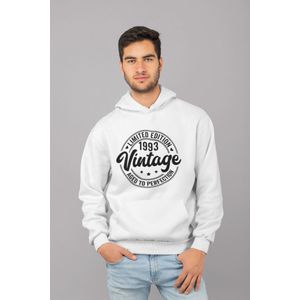 1993 Jaar Wit Hoodie Heren - Maat M - Aged Vintage - Verjaardag Cadeau Mannen - Limited Edition