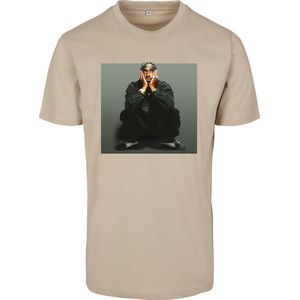 Heren - Mannen - T-Shirt - Dikke Kwaliteit - Streetwear - Urban - Modern - HipHop - Oldschool - 2Pac - Tupac - Sitting - Legend - Oldschool Pose T-Shirt zand