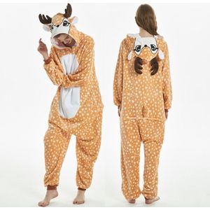 Hert onesie maat L - Dieren – Verkleedkleren - kinderen - jongens - meisjes - Huispak - Carnaval