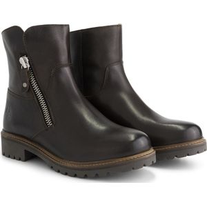 Travelin' Villendrup Dames leren enkellaarsjes met rits - Leren boots - Donkerbruin leer - Maat 38