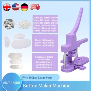 Knop Maker Machine - Knopenmachine - knop Badge Maker - Badge Pin Maker - handmatige machine - 25Mm, 32Mm, 58Mm - Purple