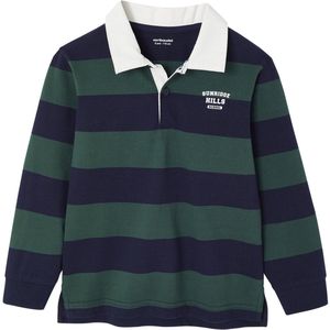 Gestreepte Polo - Gemêleerd Grijs - Jongens - Lange Mouwen - Knoopsluiting