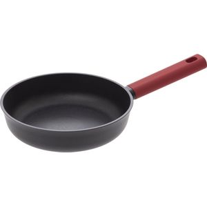 Secret de Gourmet - Koekenpan - Alle kookplaten/warmtebronnen geschikt - zwart/rood - Dia 21 cm
