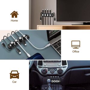 Kabelclips Magnetische kabelbeheer Kabelclips Zelfklevende Kabel Netjes Bureau Draad Netjes Kabelhouder Kabelorganisator voor Autokantoor Thuis USB Kabel Snoer Muiskabel 6 Slots - Zwart