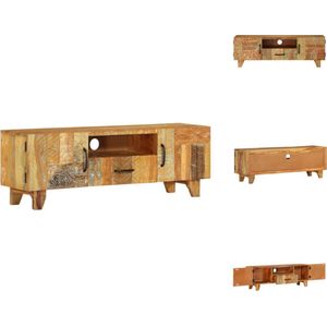 vidaXL Vintage Massief Gerecycled Houten Tv-Meubel - 120x30x40 cm - 2 deuren - 1 lade en 1 vak - Kast