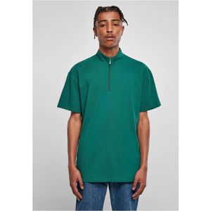 Urban Classics - Boxy Zip Pique Polo shirt - XXL - Groen