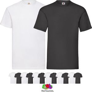 12 pack Witte & Zwarte shirts Fruit of the Loom Ronde hals maat XXXXXL (5XL) Valueweight