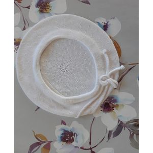 Le Sjalerie Baret meisje Wit met touwtje XS Katoen