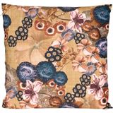 Sierkussen - Bloemenprint - Multicolor/Oker - Polyester