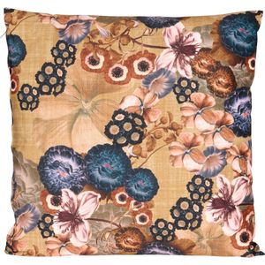Sierkussen - Bloemenprint - Multicolor/Oker - Polyester