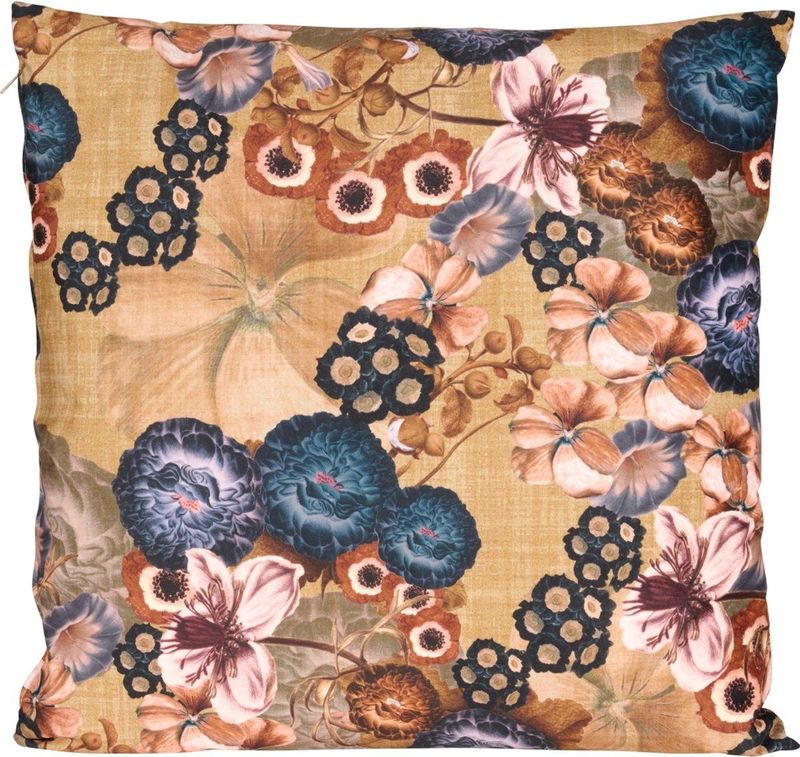 Sierkussen - Bloemenprint - Multicolor/Oker - Polyester