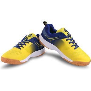 Nivia HY-Court 2.0 Badminton Shoe for Men (Yellow/Blue, 12 UK / 13 US / 46 EU) Material-Mesh | Badminton | Volleyball | Squash | Table Tennis | Paddle | Lightweight | Superior Stability | Breathable