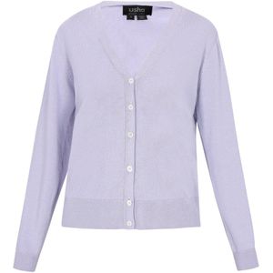 usha - BLACK LABEL - Gebreid Vest - Pastellila - V-hals - Lange Mouw