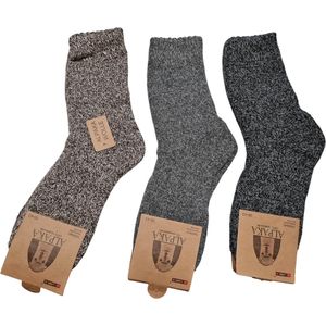 Alpaca Wollen Sokken- Huissokken - Wintersokken - Thermosokken - 3Pack – Bruin Grijs DGrijs - 39-43