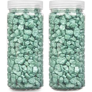 Giftdecor decoratie stenen/steentjes/kiezels - mintgroen - 10-20 mm steentjes - 1400 gram - Aquarium en vazen vulling